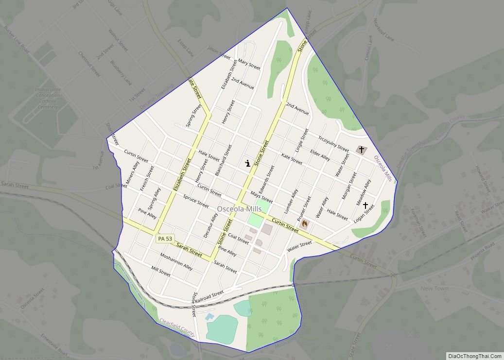 Map Of Osceola Mills Borough