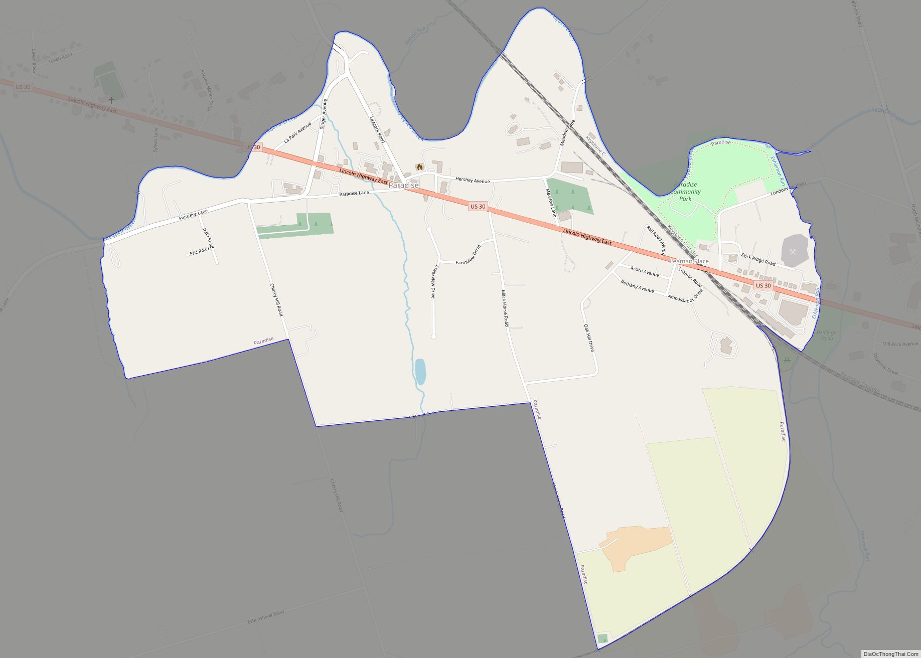 Map of Paradise CDP, Pennsylvania