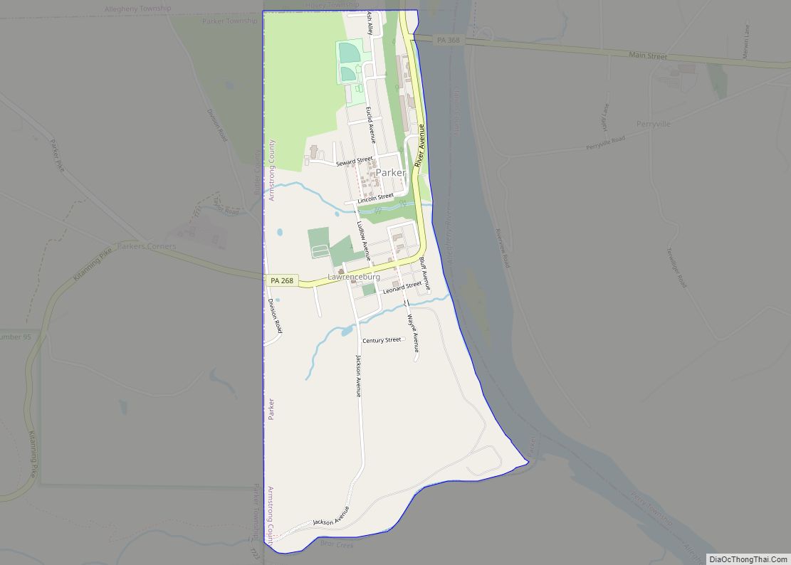 Map of Parker city, Pennsylvania