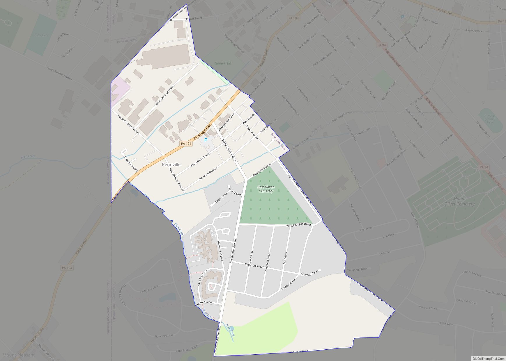 Map of Pennville CDP, Pennsylvania