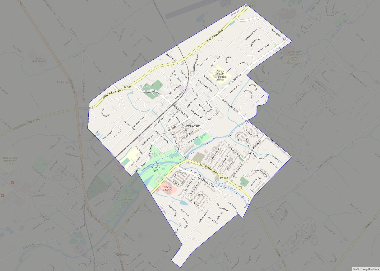 Map of Perkasie borough - Thong Thai Real