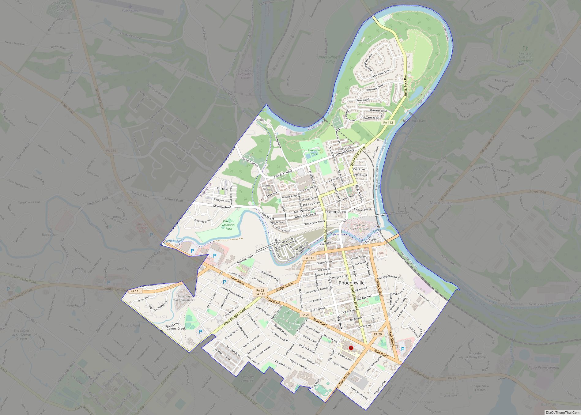 Map of Phoenixville borough