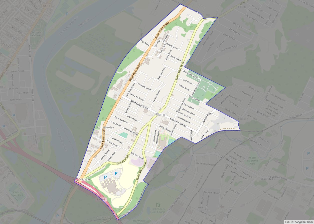 Map of Plains CDP, Pennsylvania