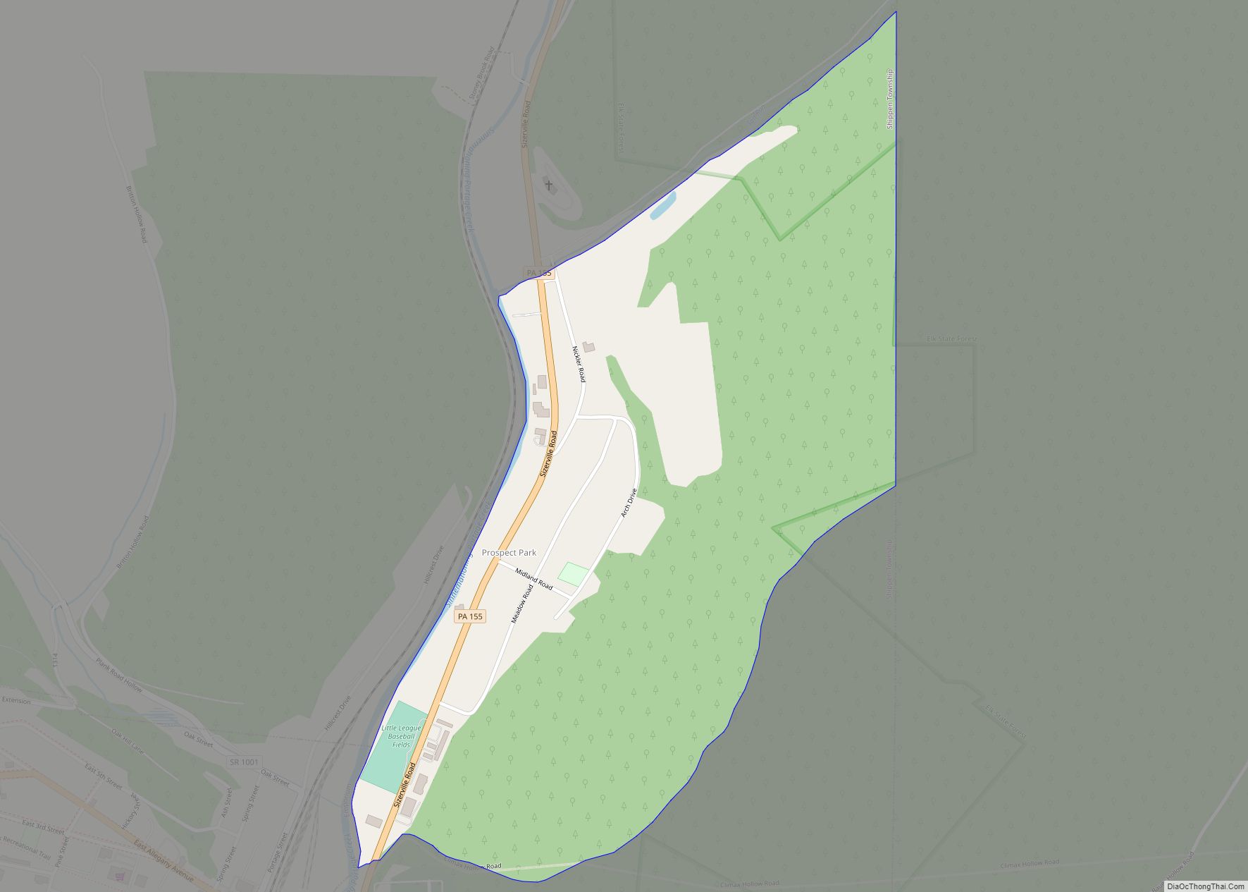 Map of Prospect Park CDP, Pennsylvania