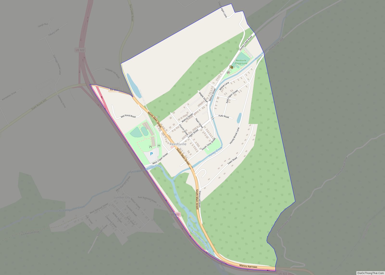 Map of Reedsville CDP, Pennsylvania