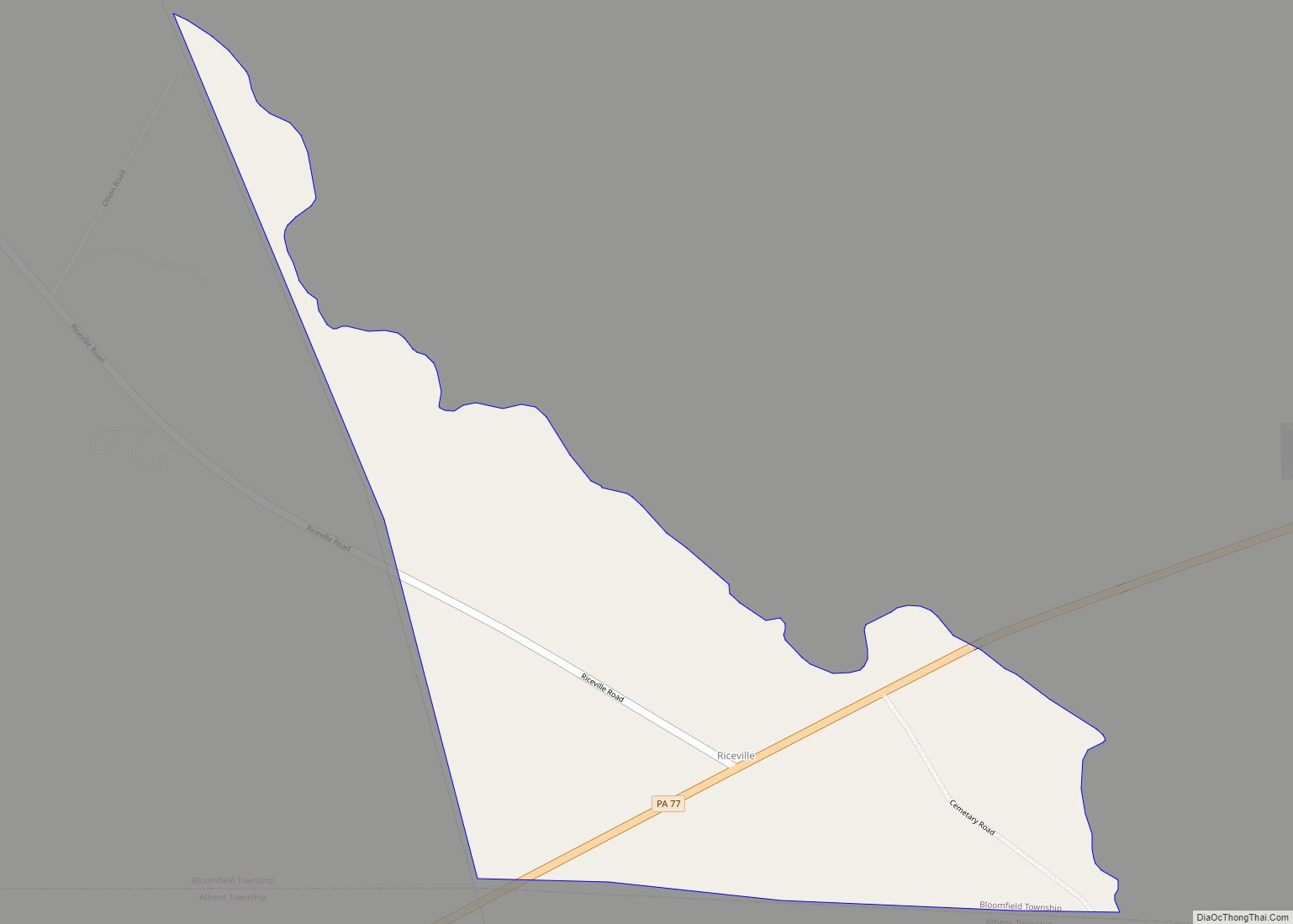 Map of Riceville CDP, Pennsylvania