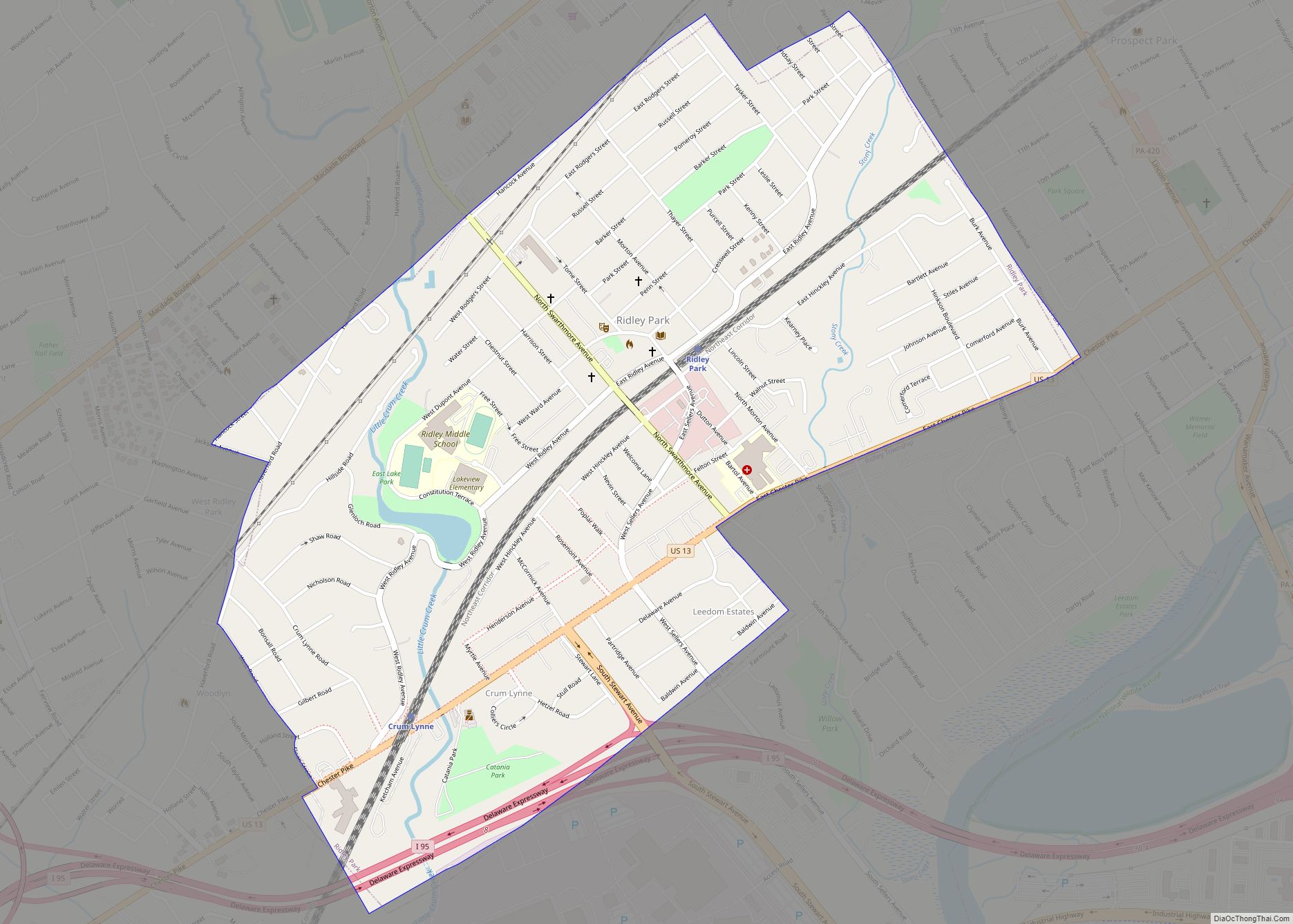 Map of Ridley Park borough