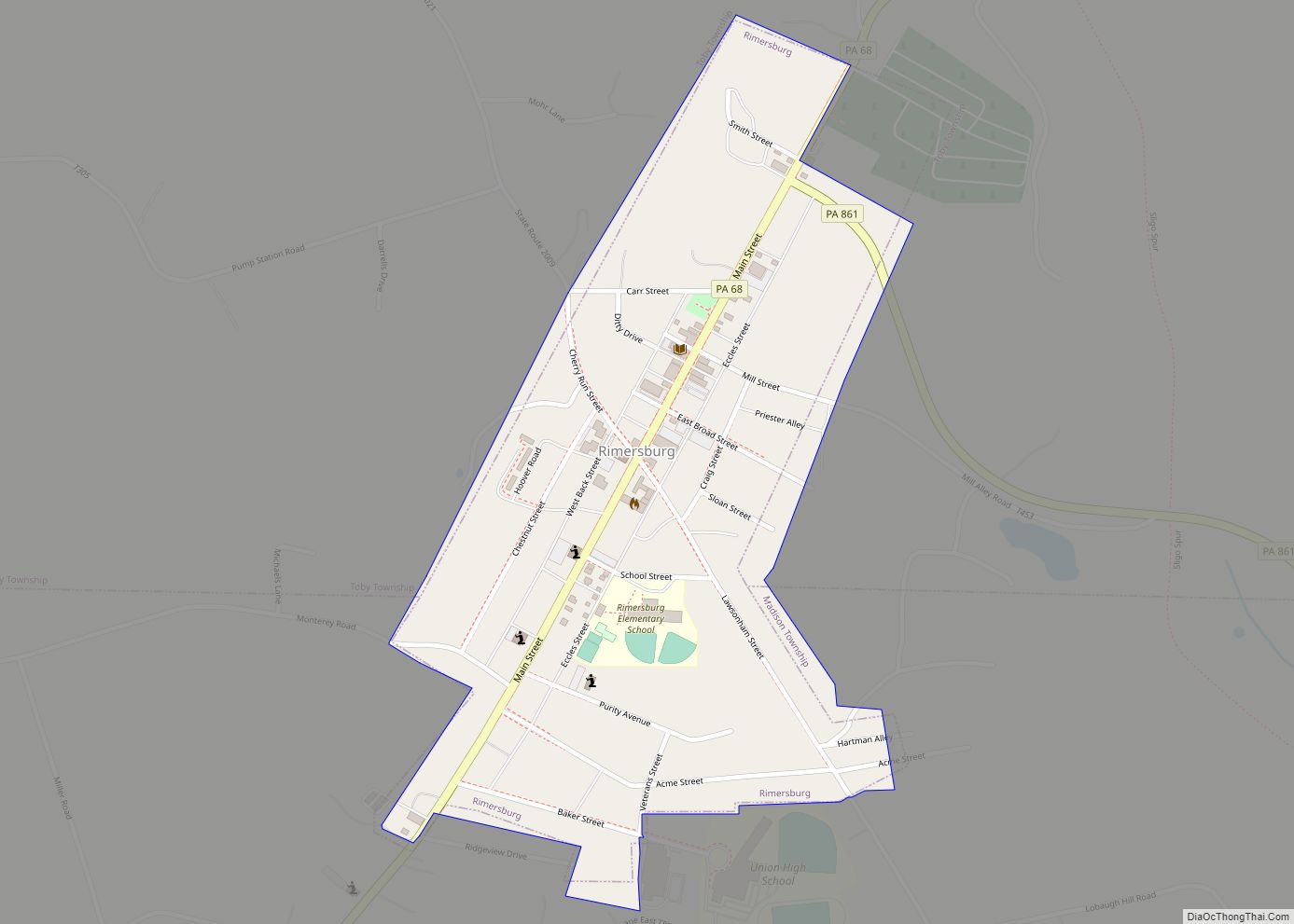 Map of Rimersburg borough