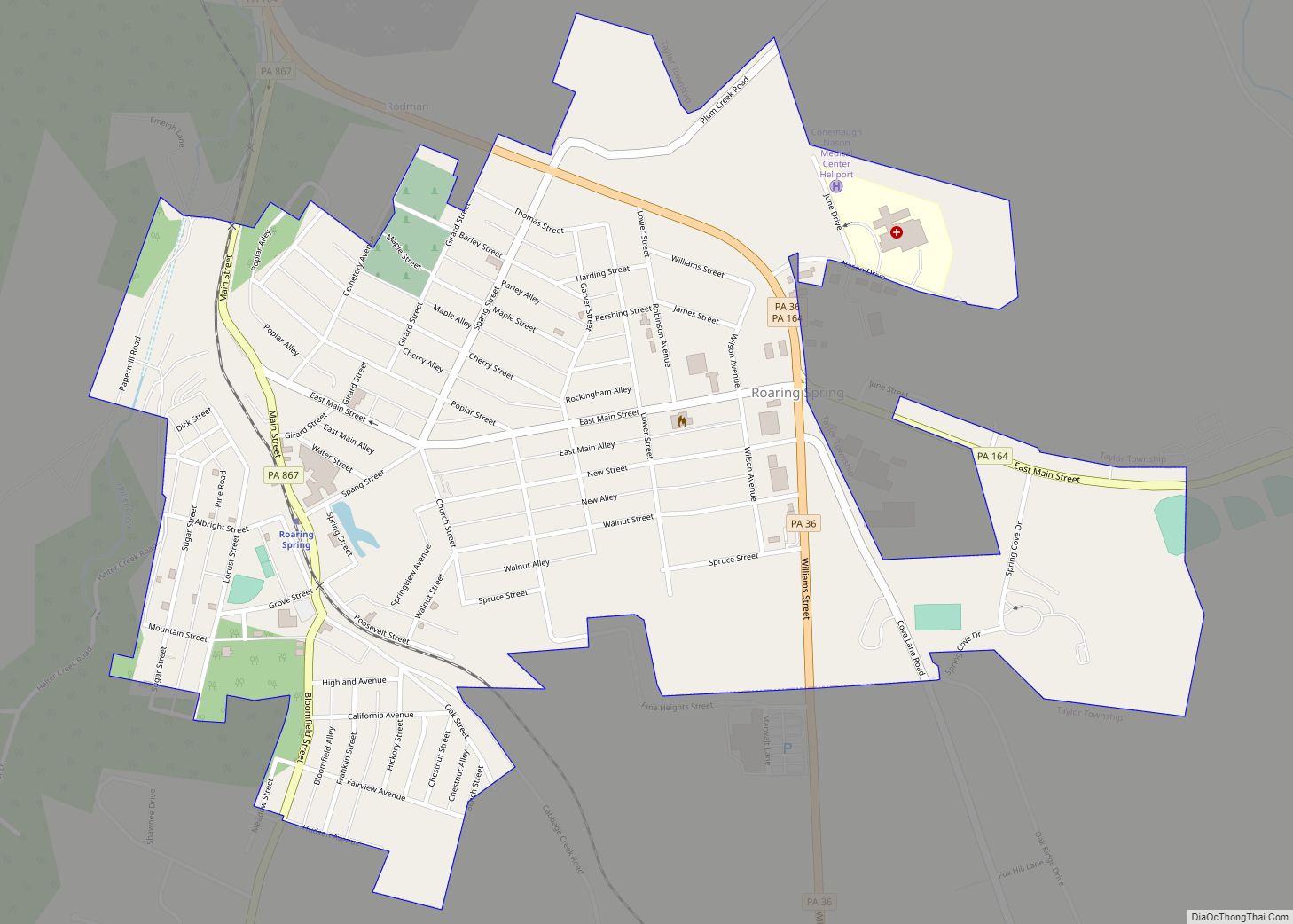 Map of Roaring Spring borough