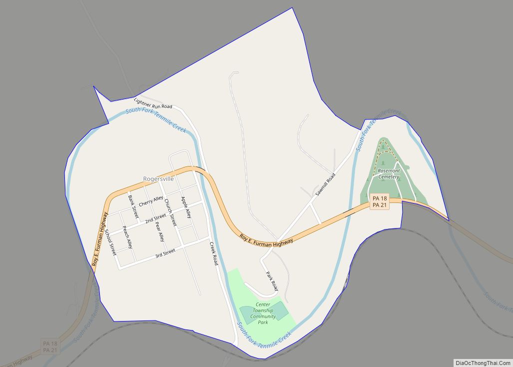 Map of Rogersville CDP, Pennsylvania