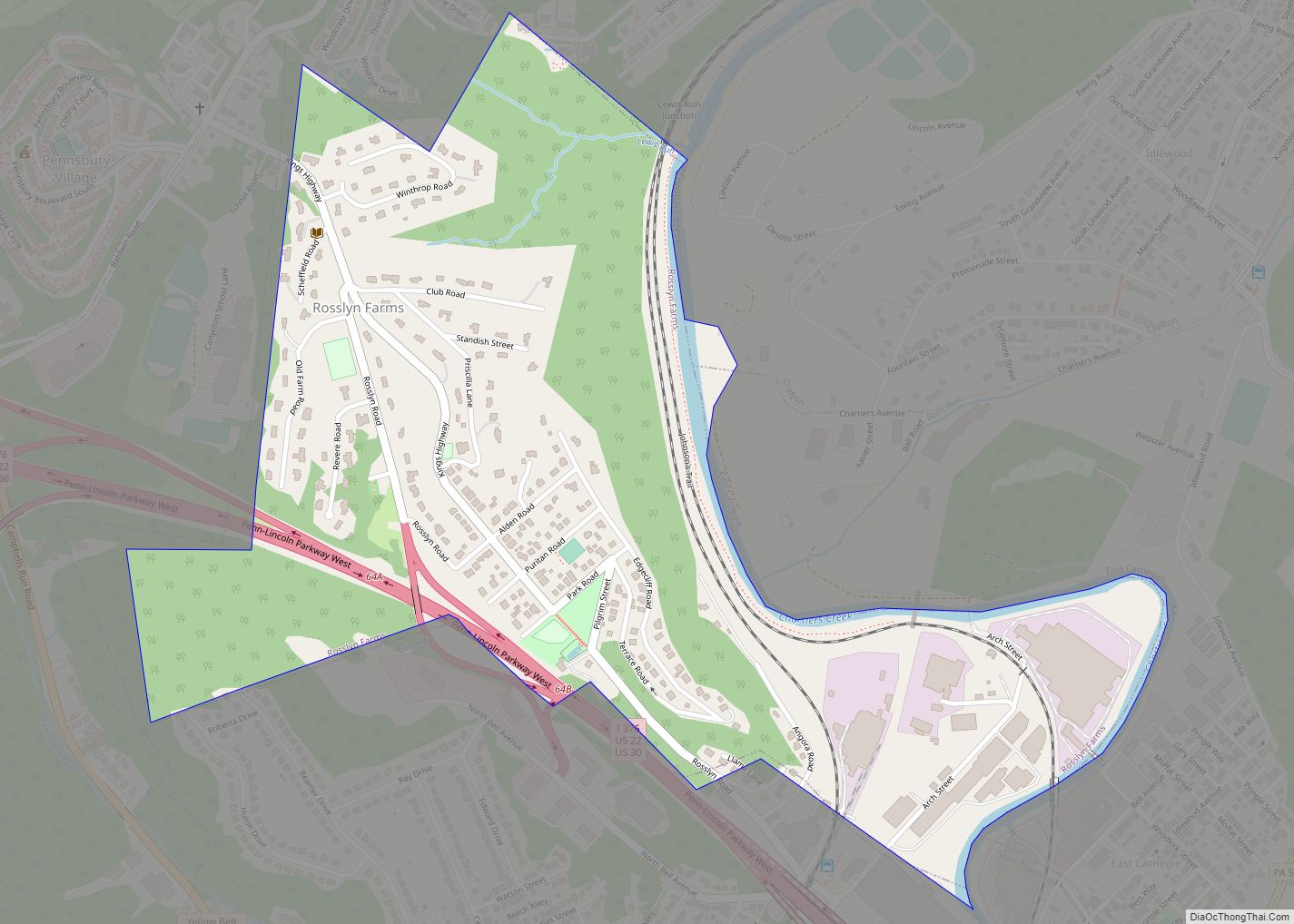 Map of Rosslyn Farms borough