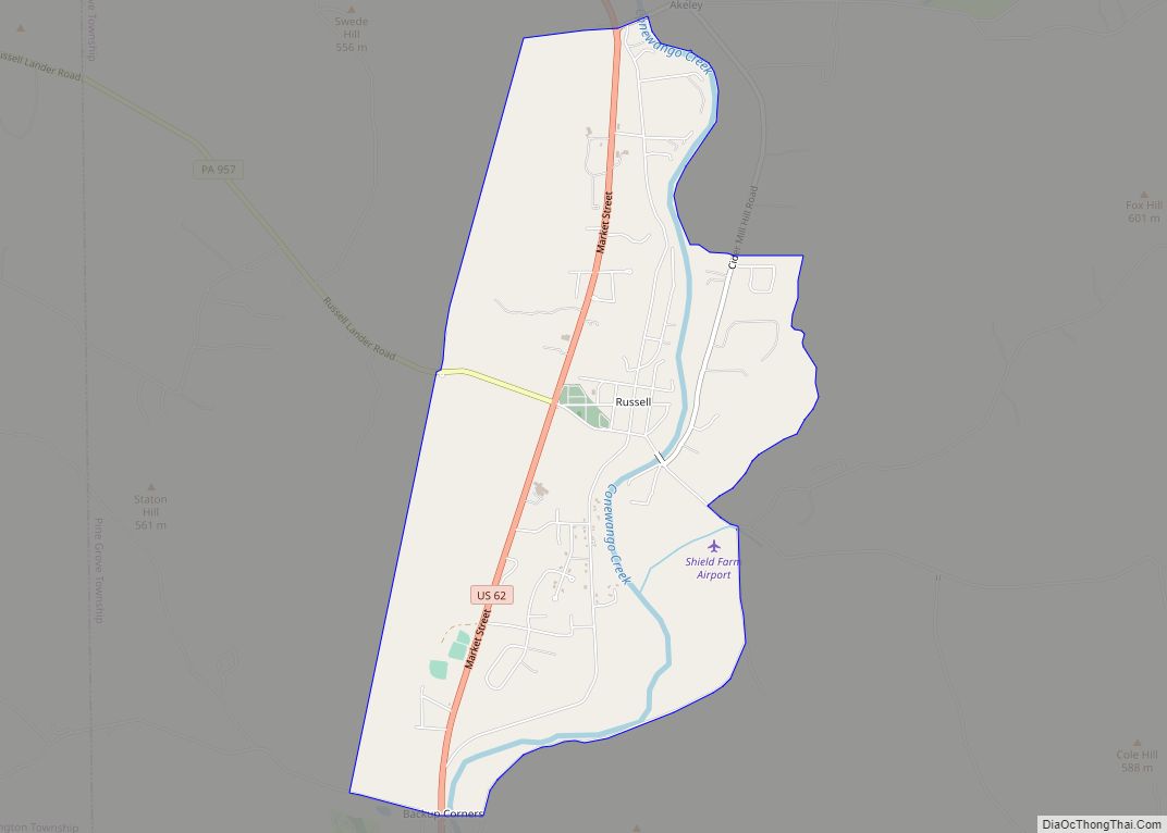 Map of Russell CDP, Pennsylvania