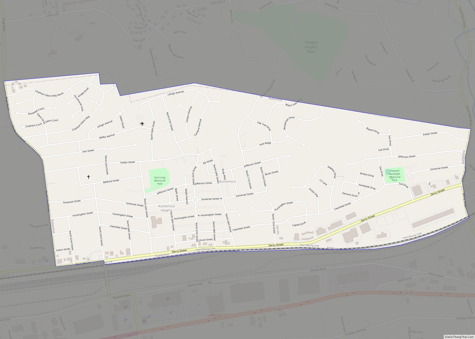 Map of Rutherford CDP, Pennsylvania