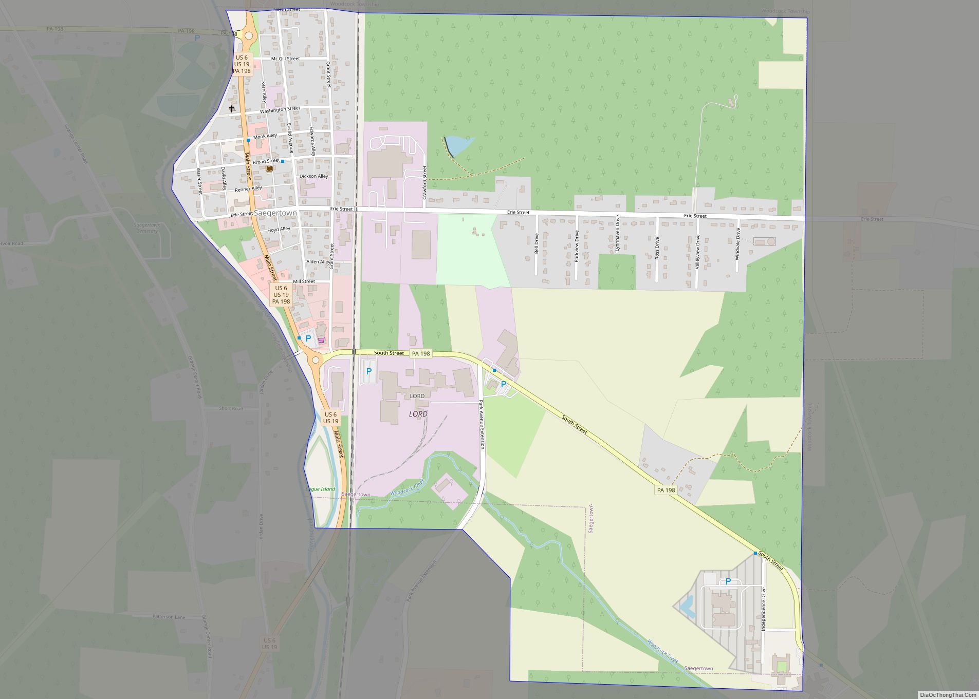 Map of Saegertown borough