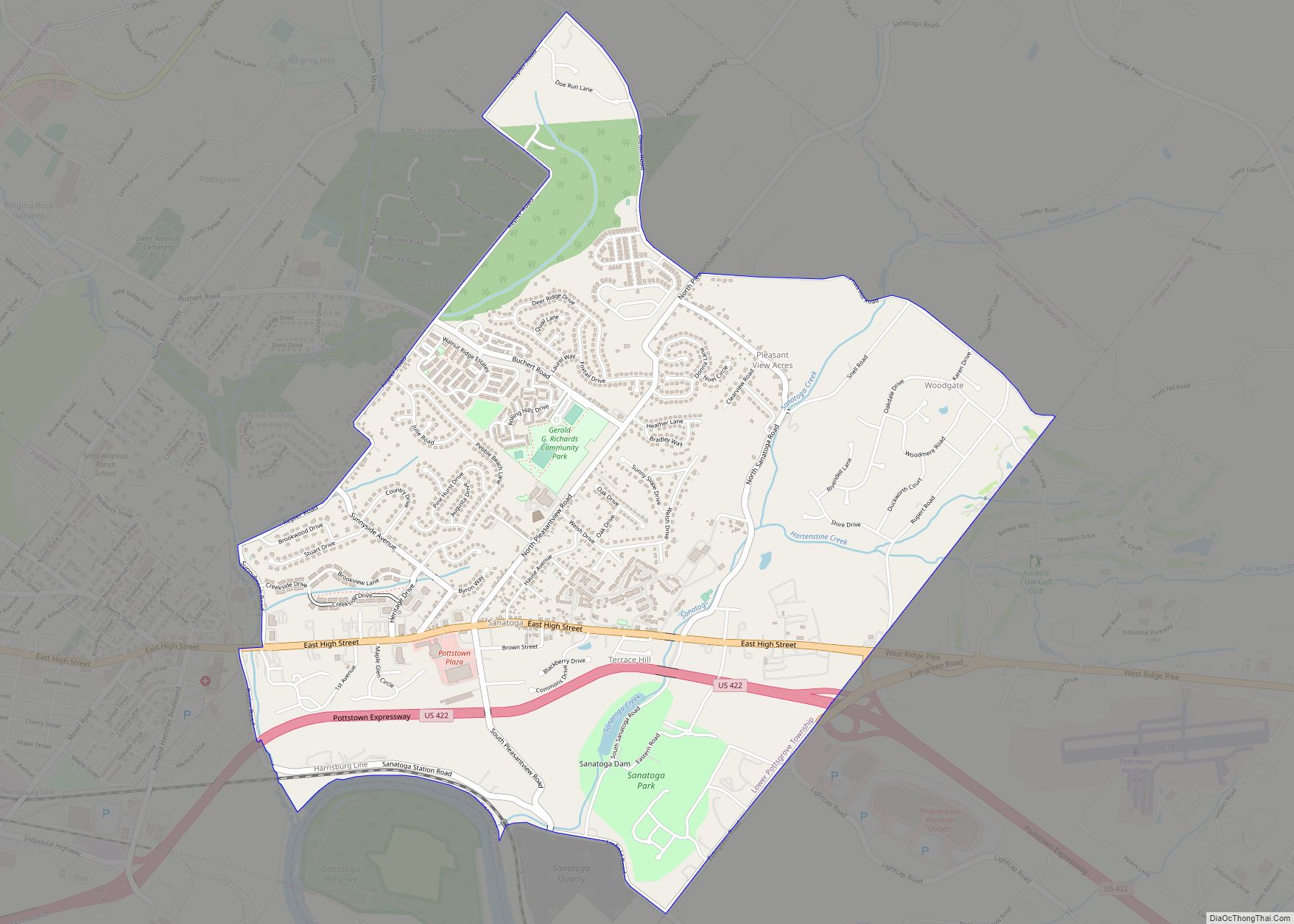 Map of Sanatoga CDP