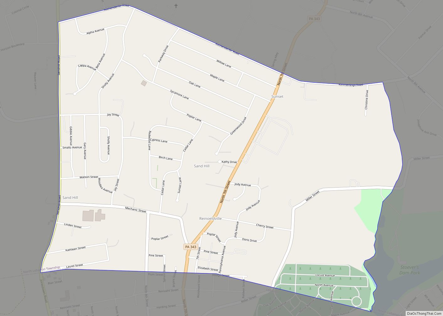 Map of Sand Hill CDP, Pennsylvania