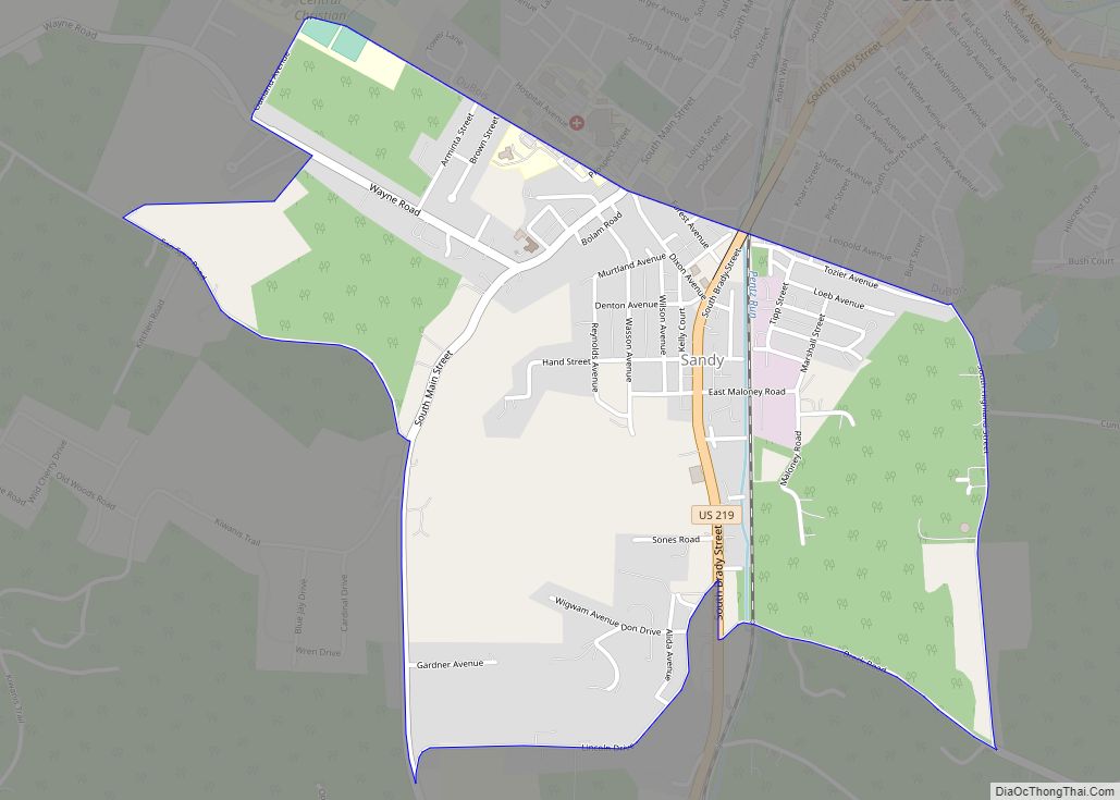 Map of Sandy CDP, Pennsylvania