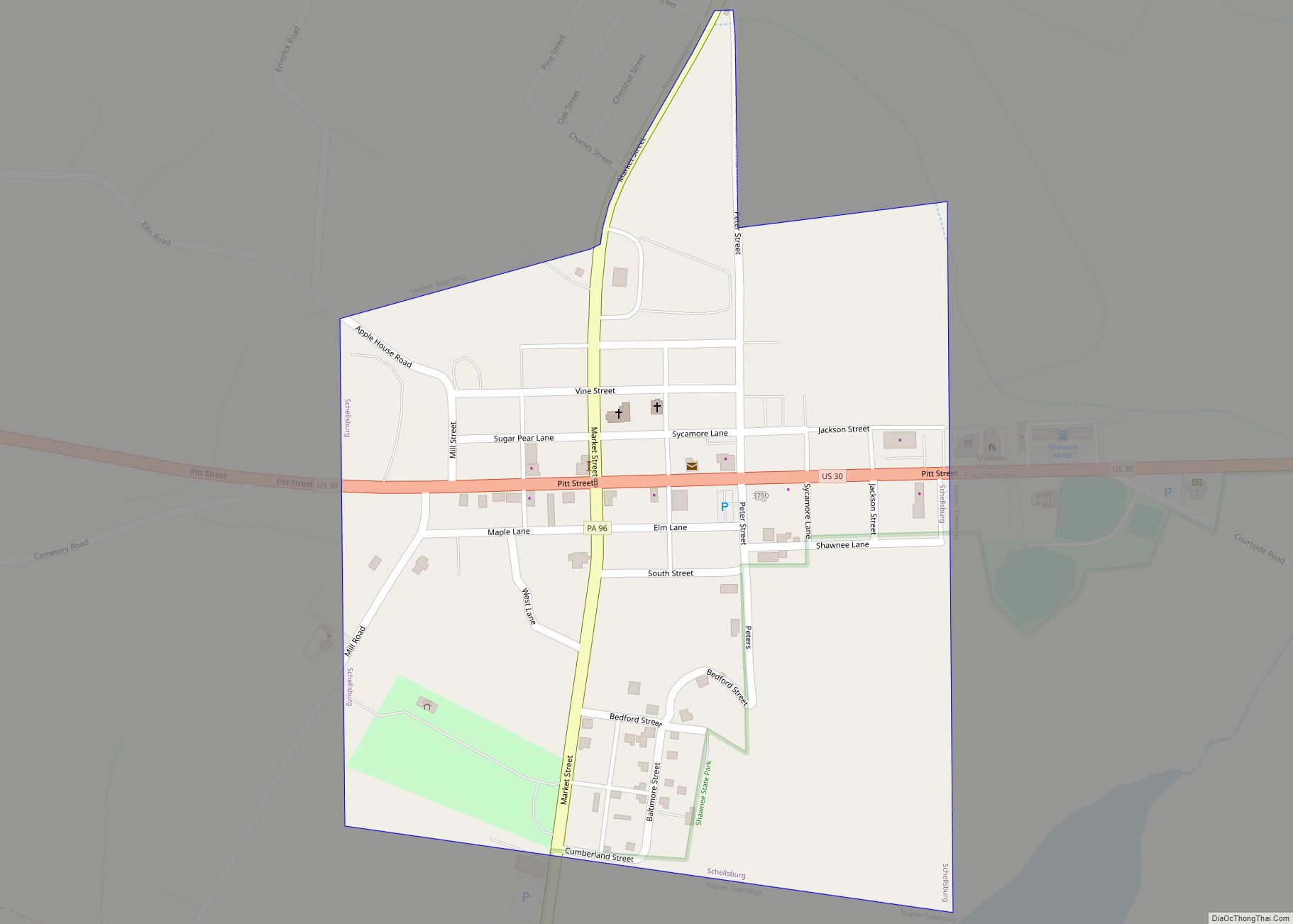 Map of Schellsburg borough