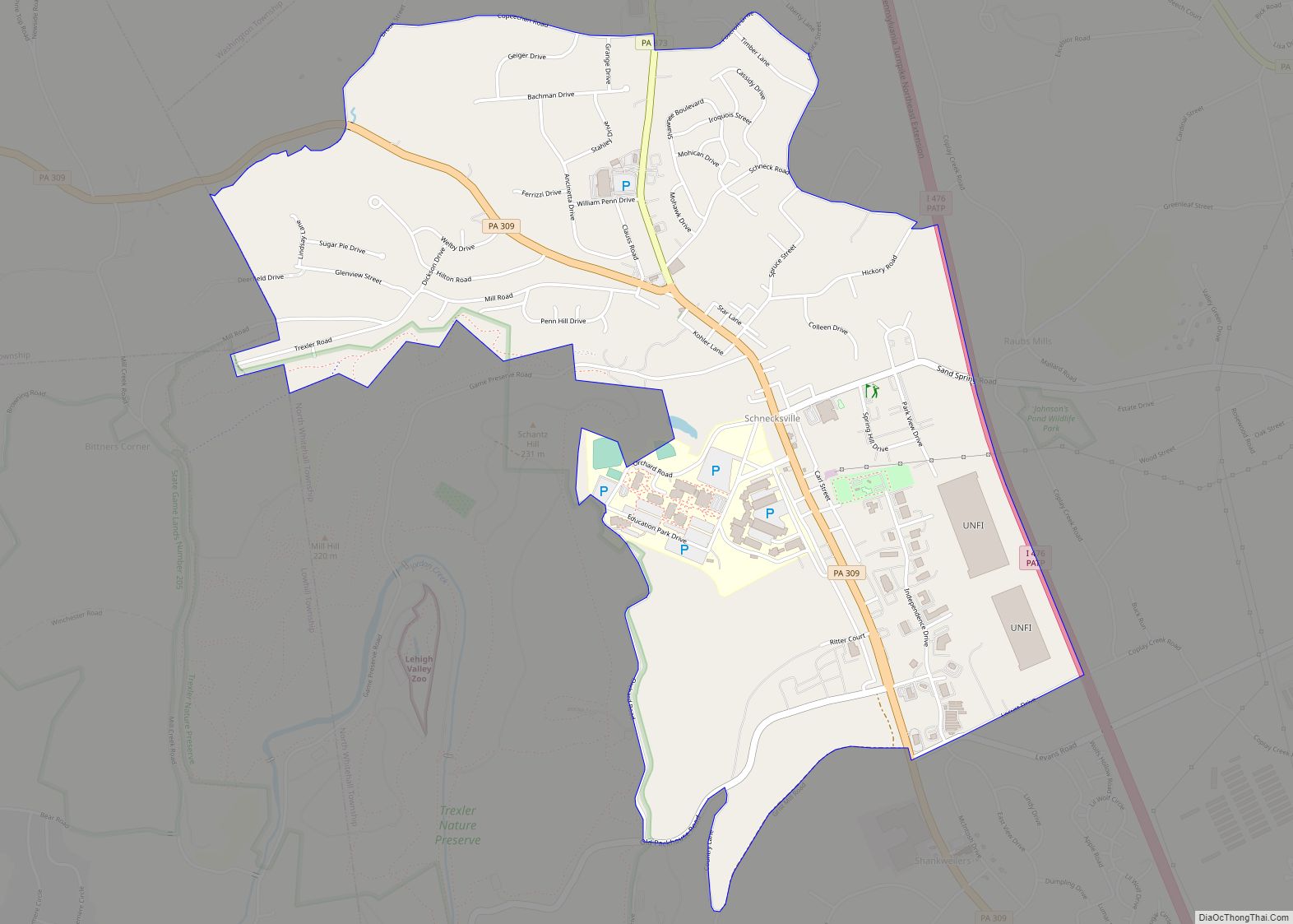 Map of Schnecksville CDP