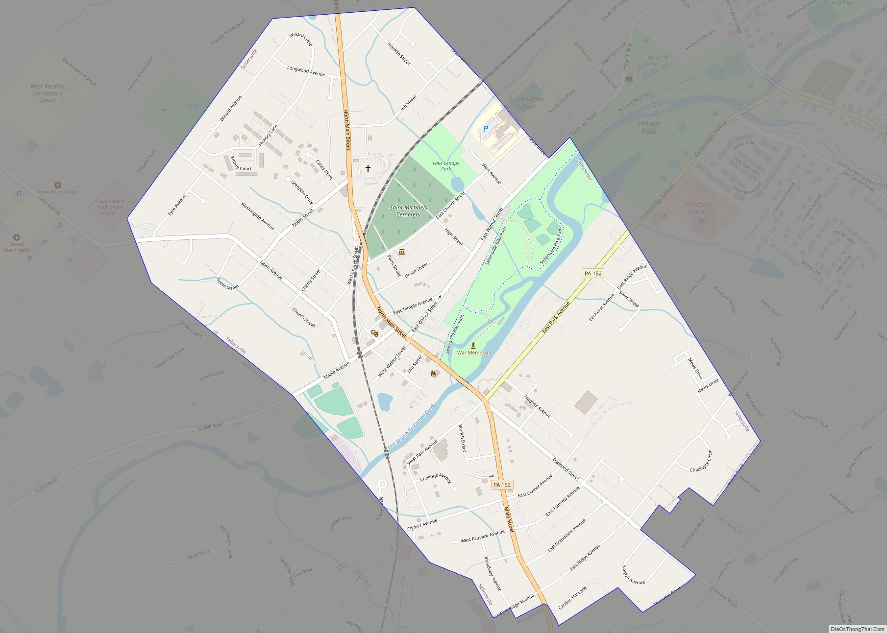 Map of Sellersville borough