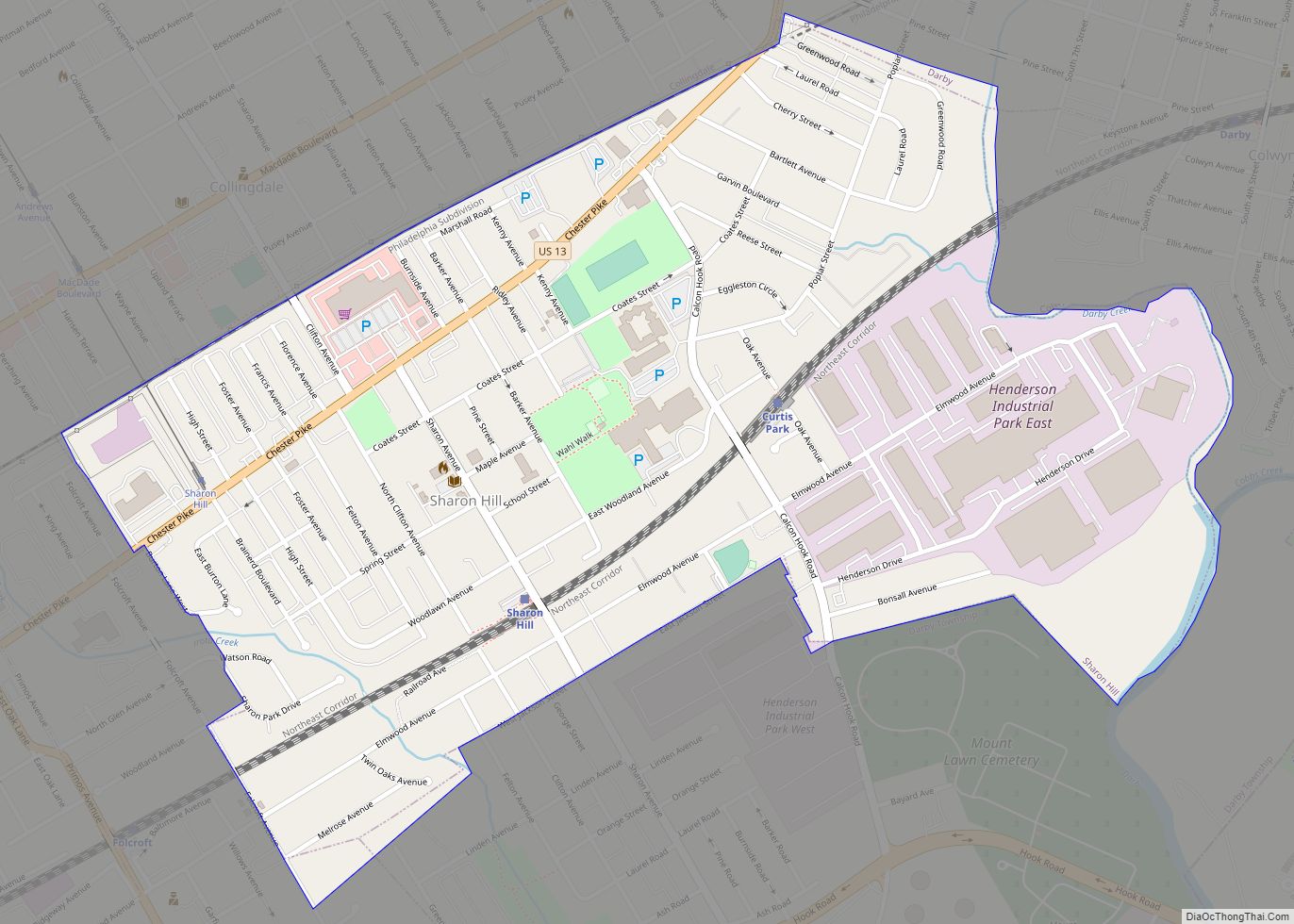 Map of Sharon Hill borough