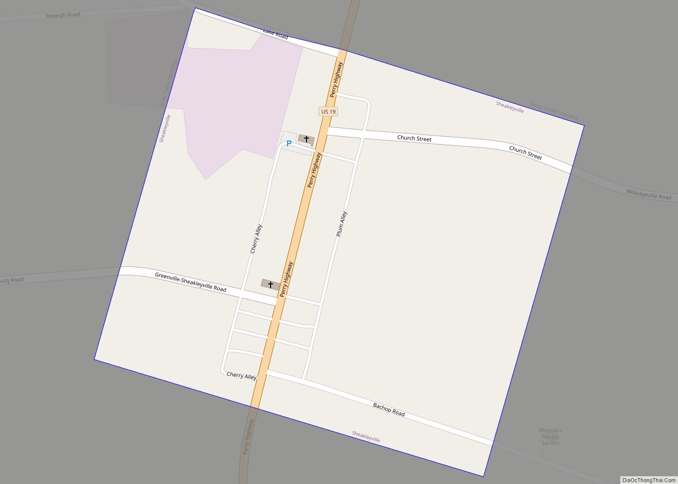 Map of Sheakleyville borough