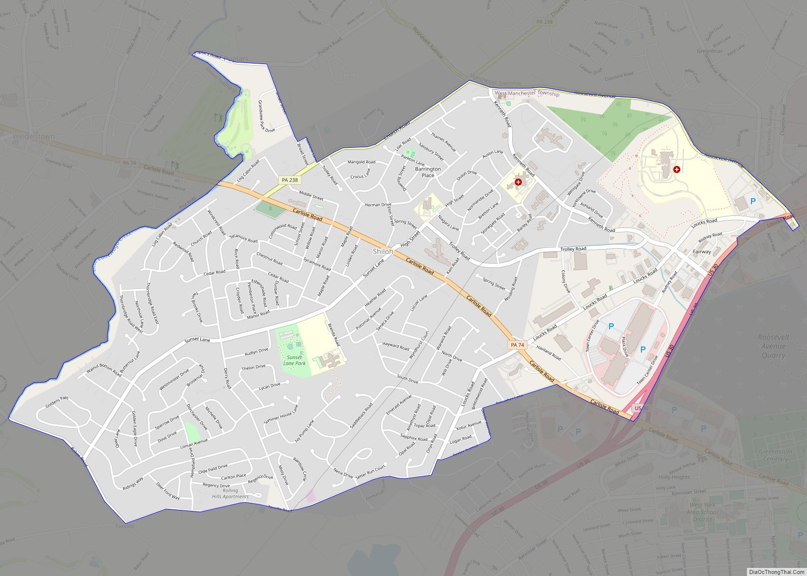 Map of Shiloh CDP, Pennsylvania