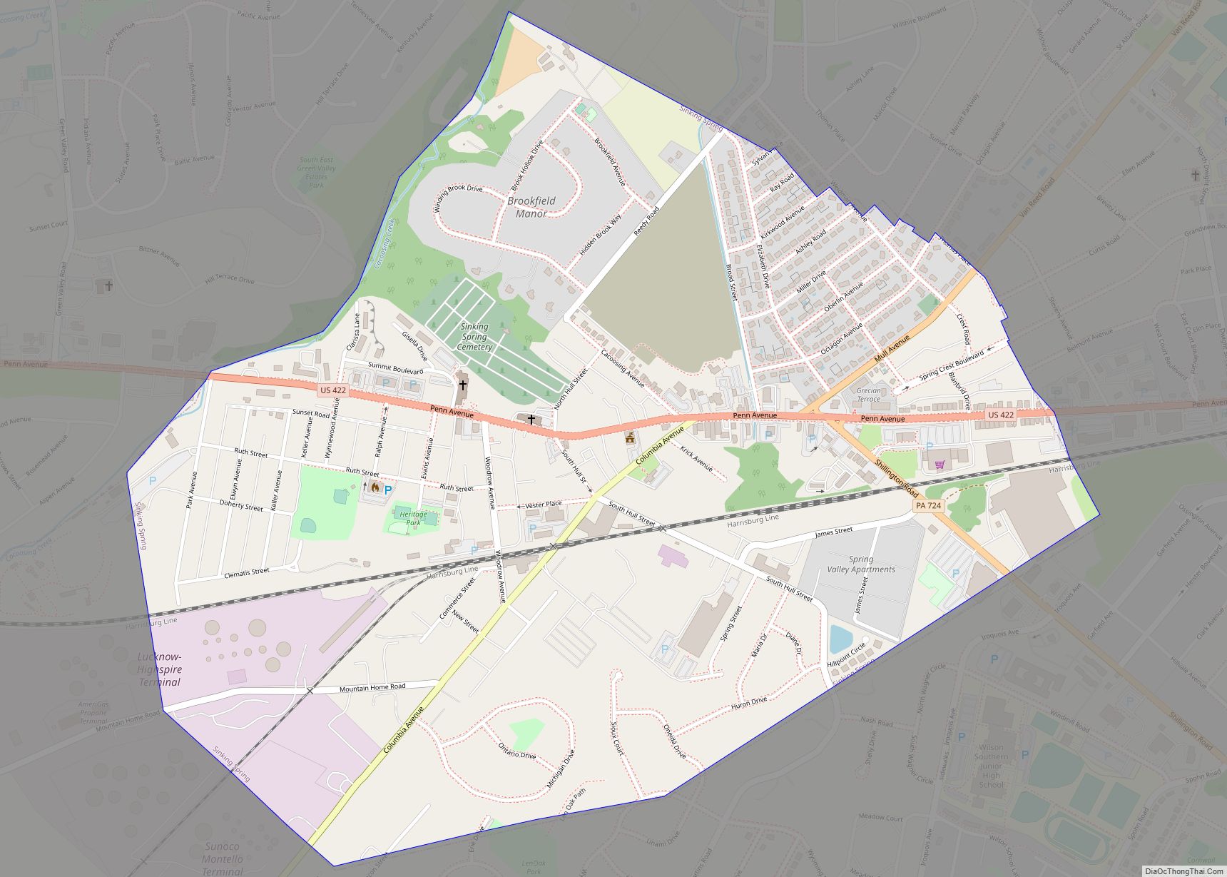 Map of Sinking Spring borough, Pennsylvania