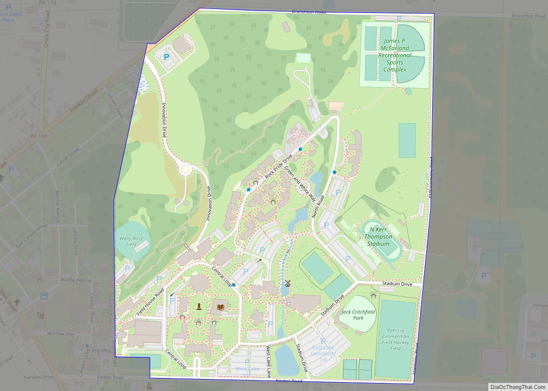 Map of Slippery Rock University CDP