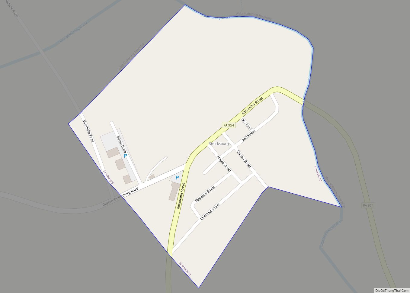 Map of Smicksburg borough