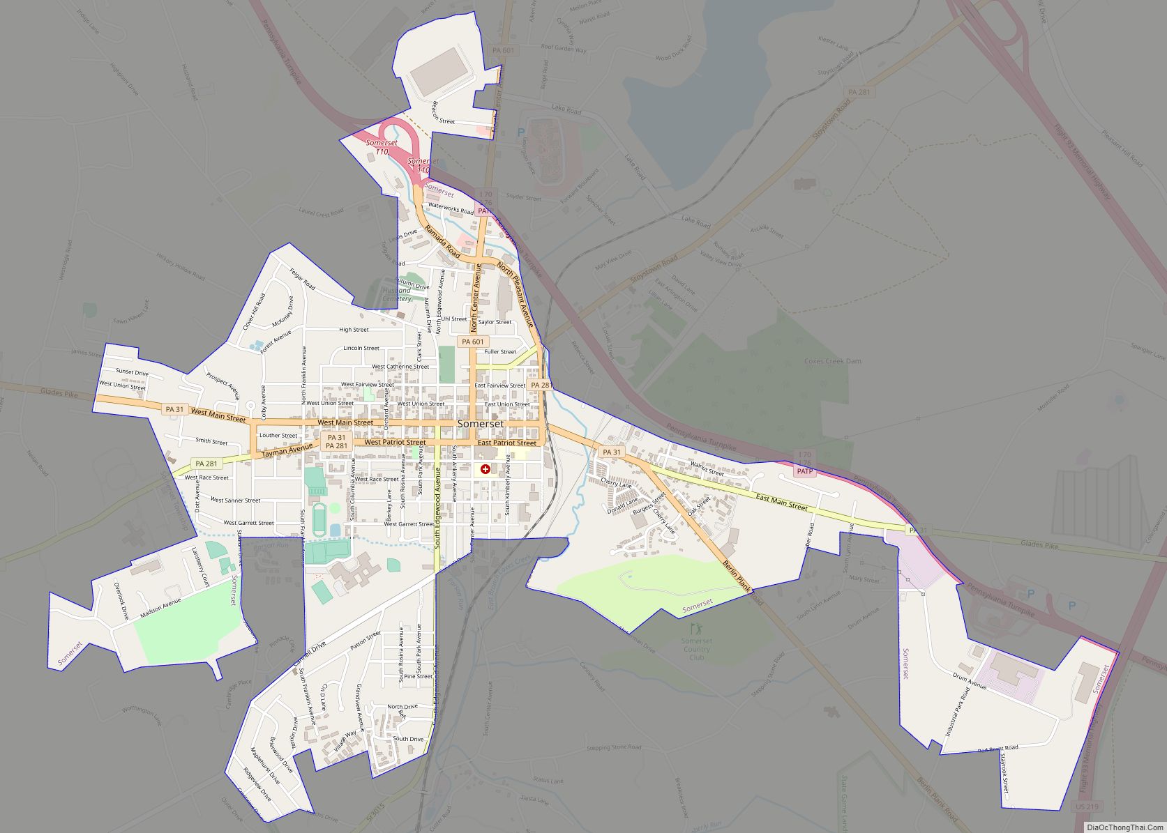 Map of Somerset borough, Pennsylvania