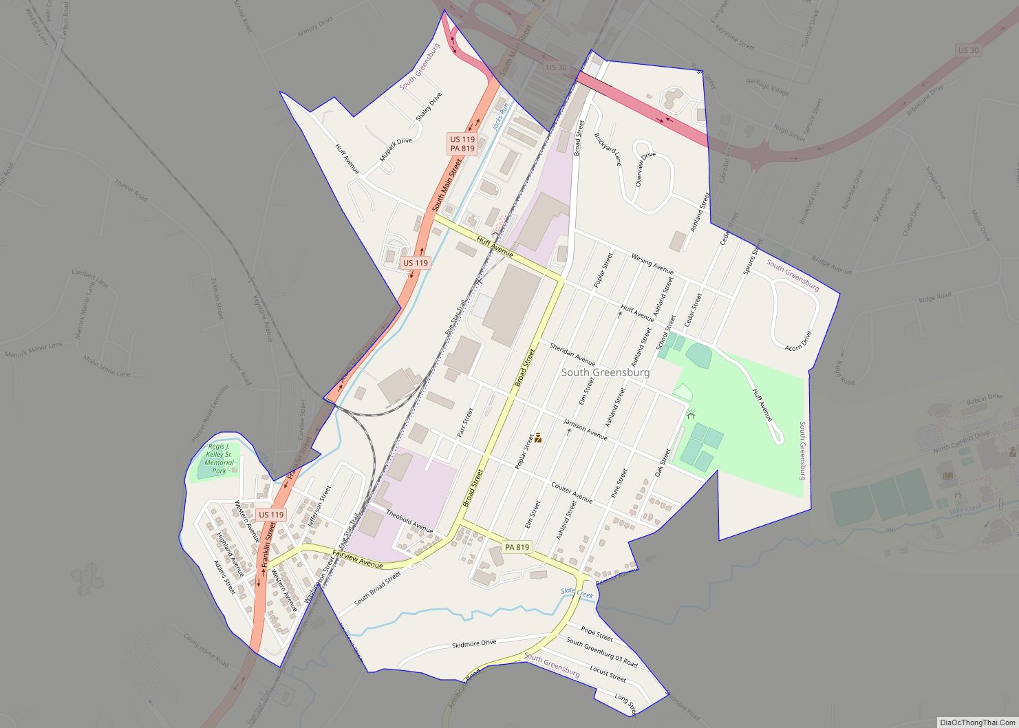 Map of South Greensburg borough