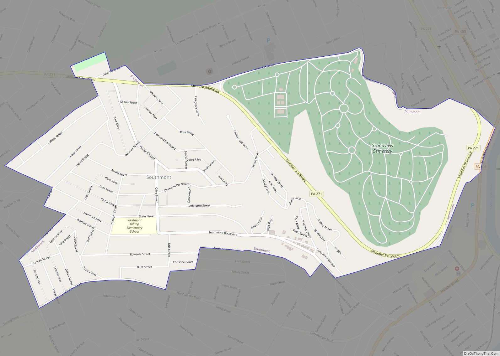 Map of Southmont borough, Pennsylvania