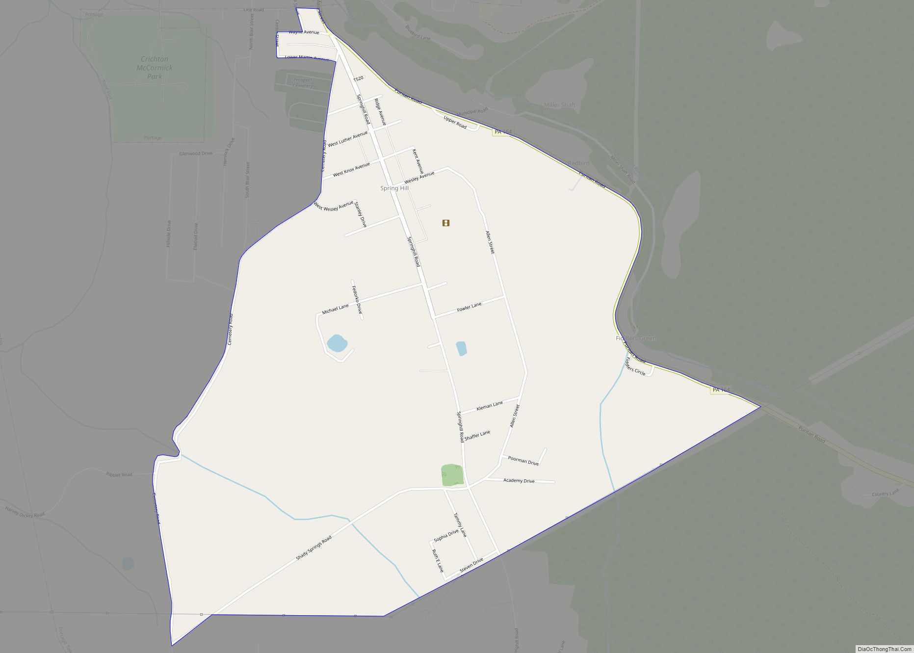 Map of Spring Hill CDP, Pennsylvania