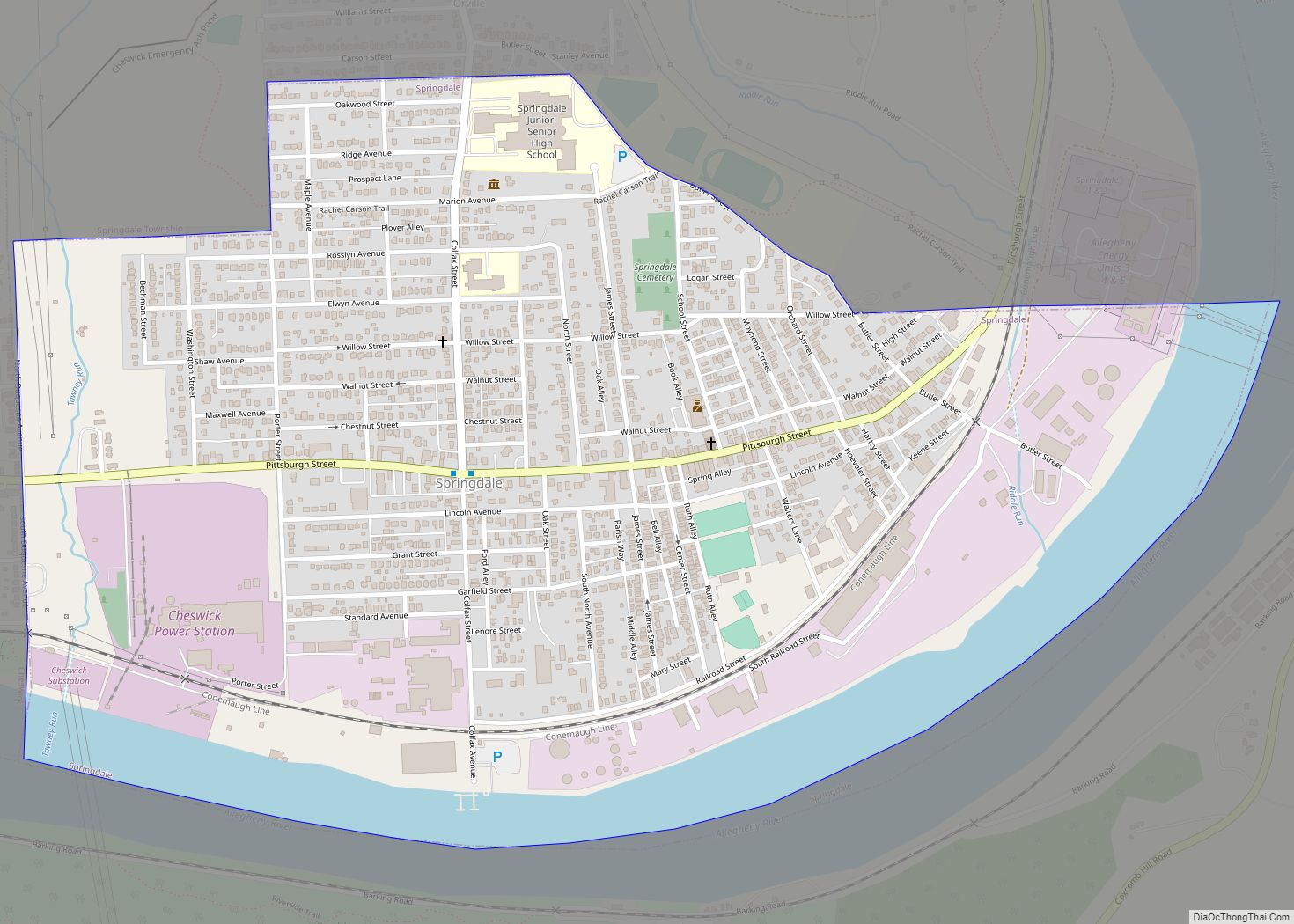 Map of Springdale borough, Pennsylvania