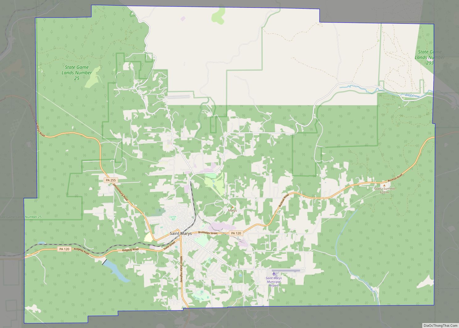 Map of St. Marys city, Pennsylvania