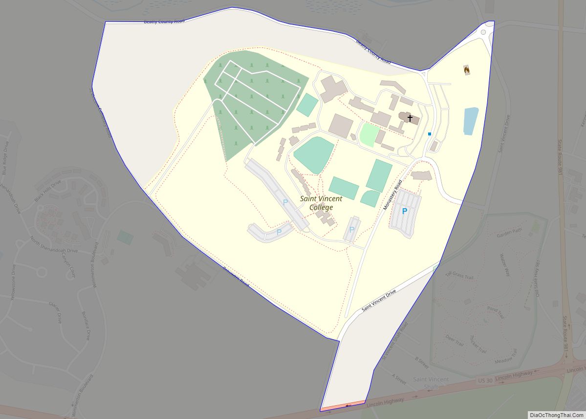 Map of St. Vincent College CDP