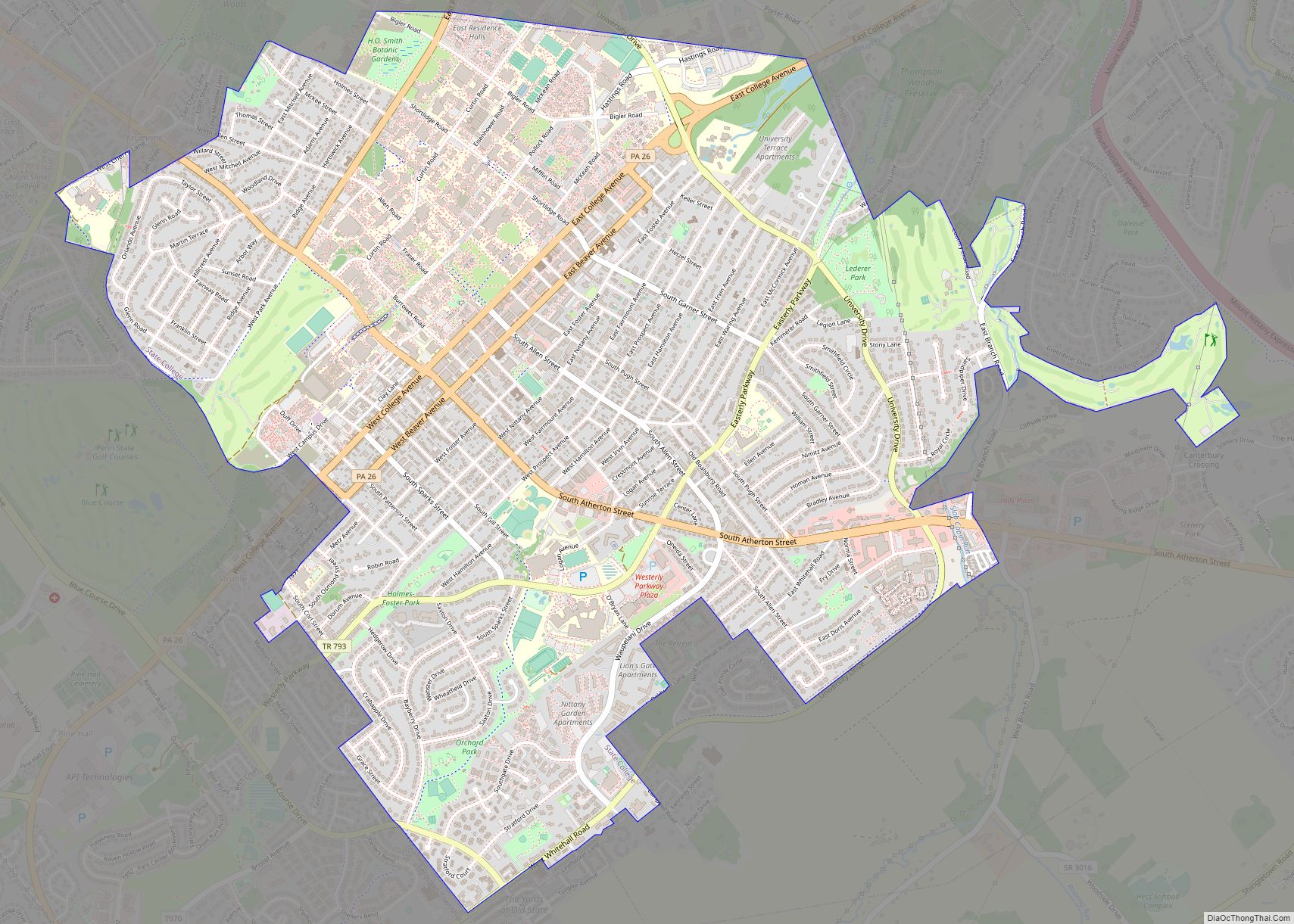 Map of State College borough