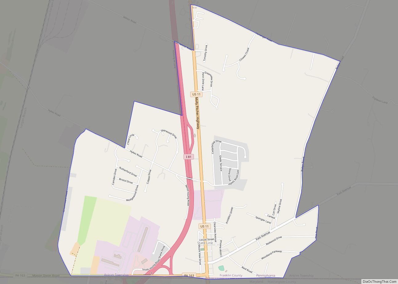 Map of State Line CDP, Pennsylvania