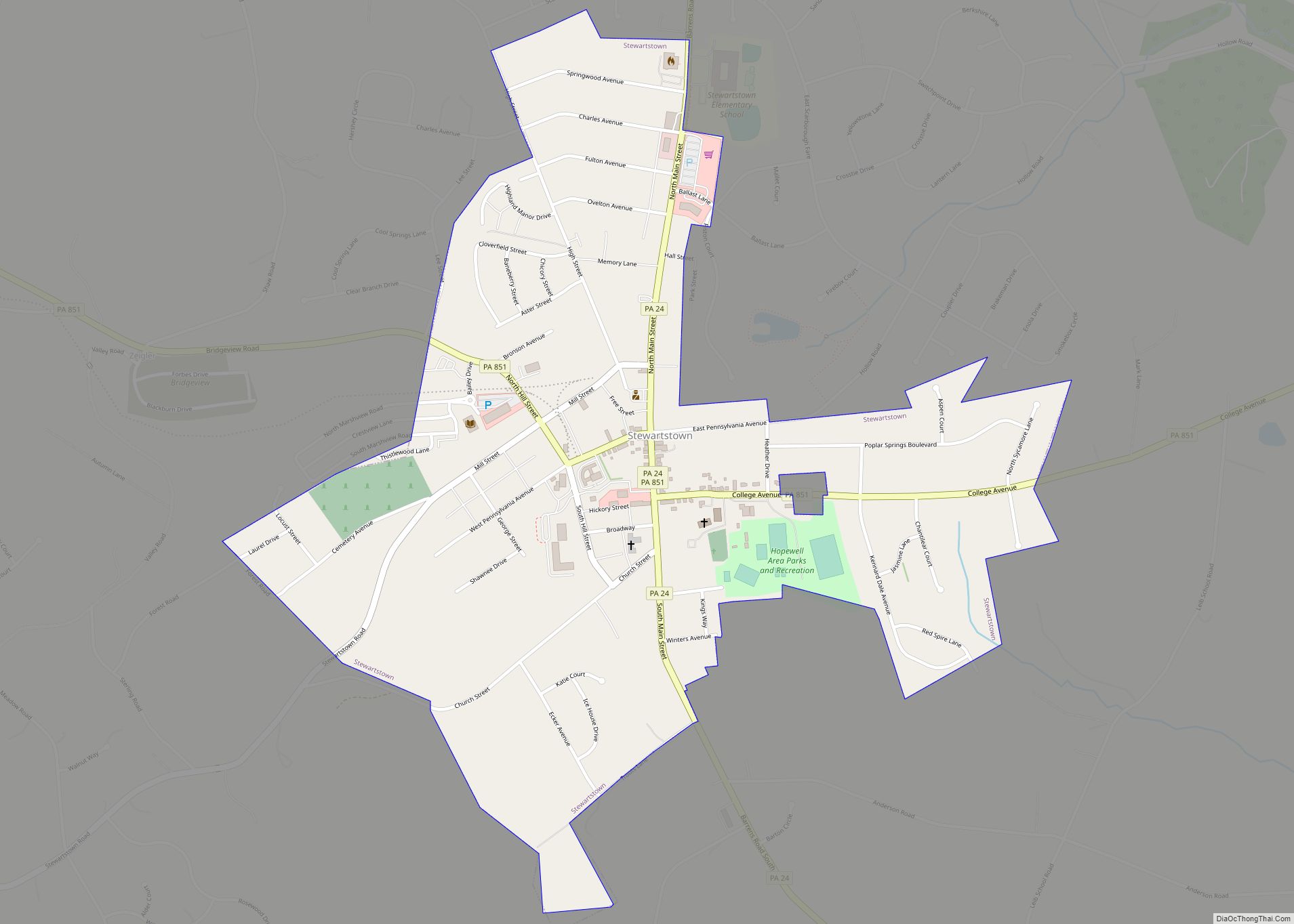 Map of Stewartstown borough