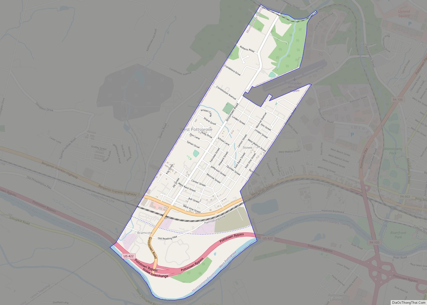 Map of Stowe CDP, Pennsylvania