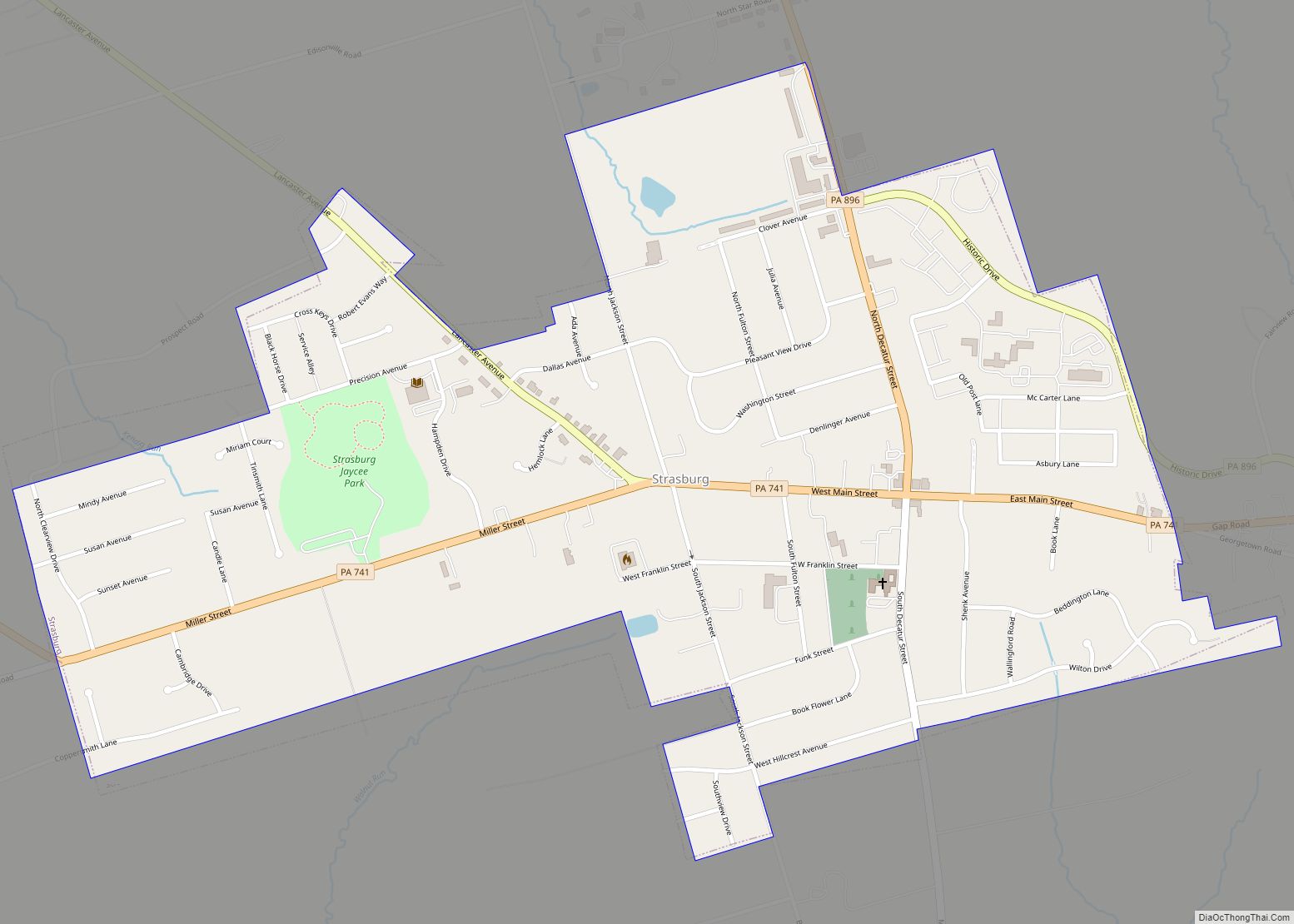 Map of Strasburg borough, Pennsylvania