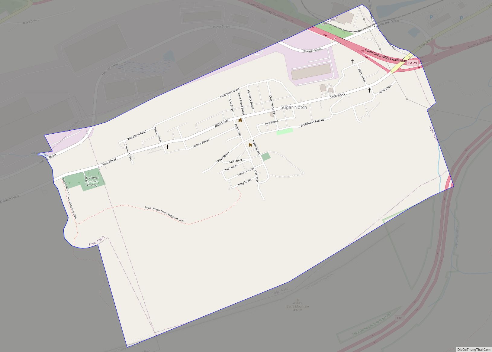 Map of Sugar Notch borough