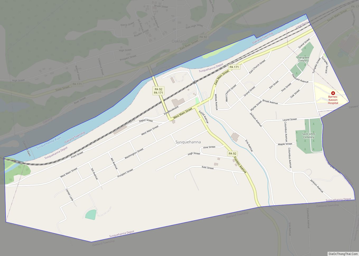 Map of Susquehanna Depot borough