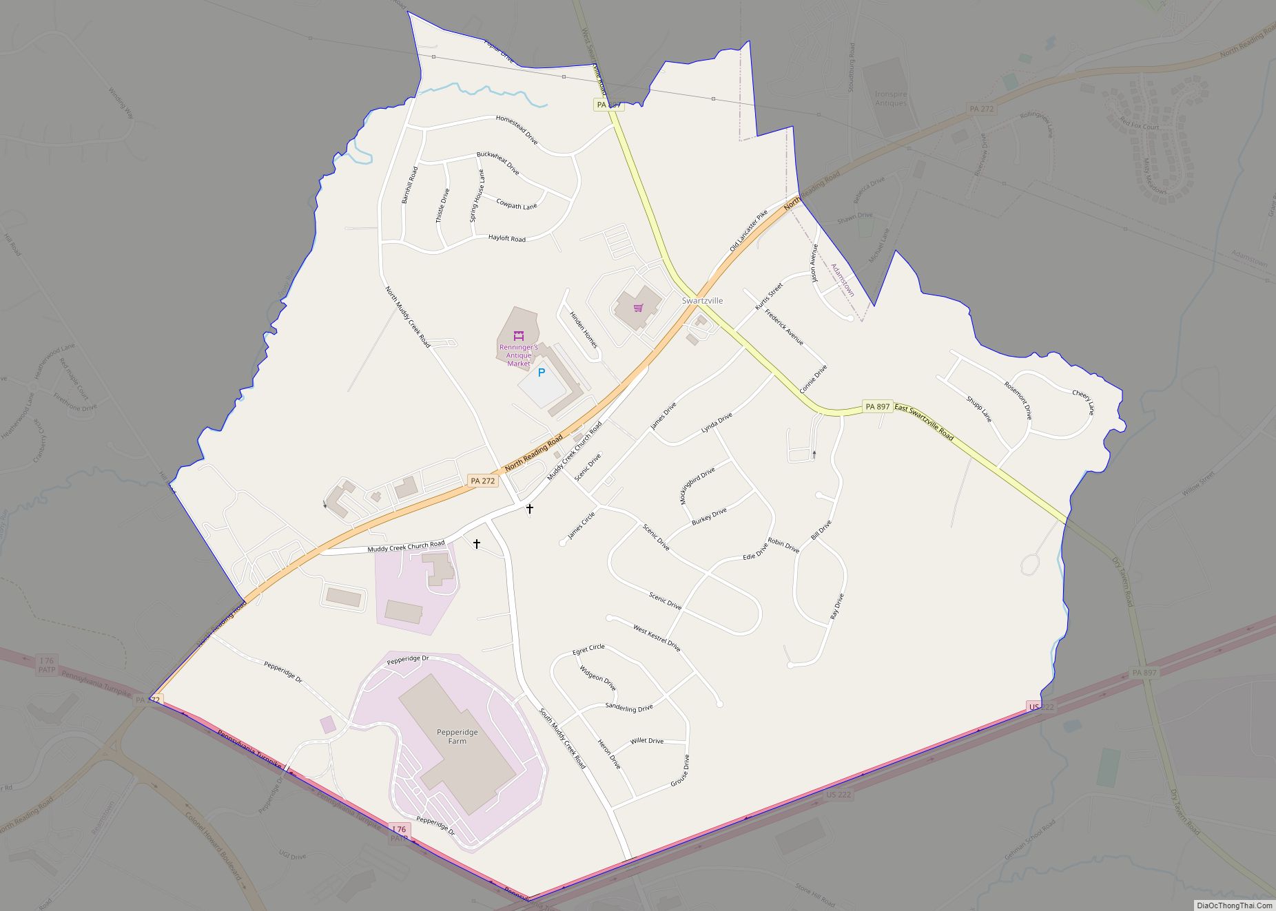 Map of Swartzville CDP