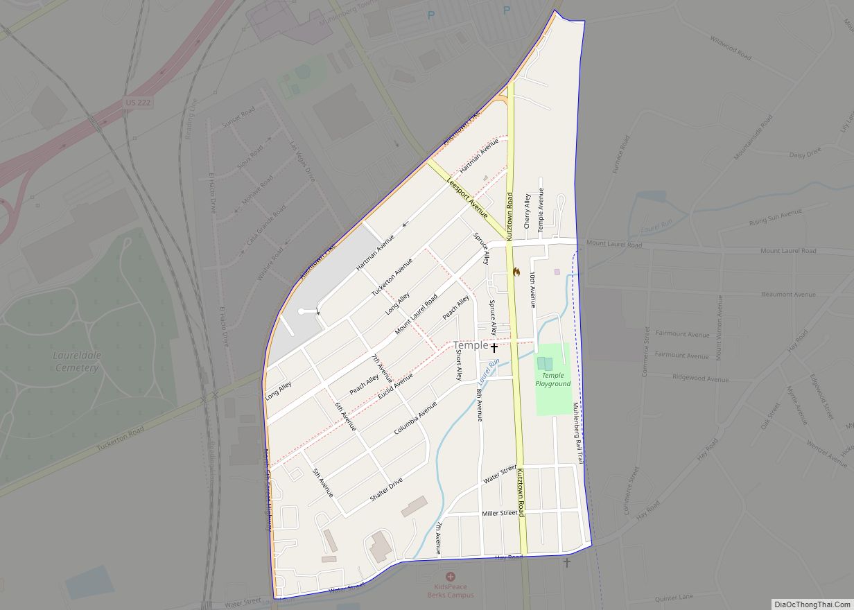 Map of Temple CDP, Pennsylvania