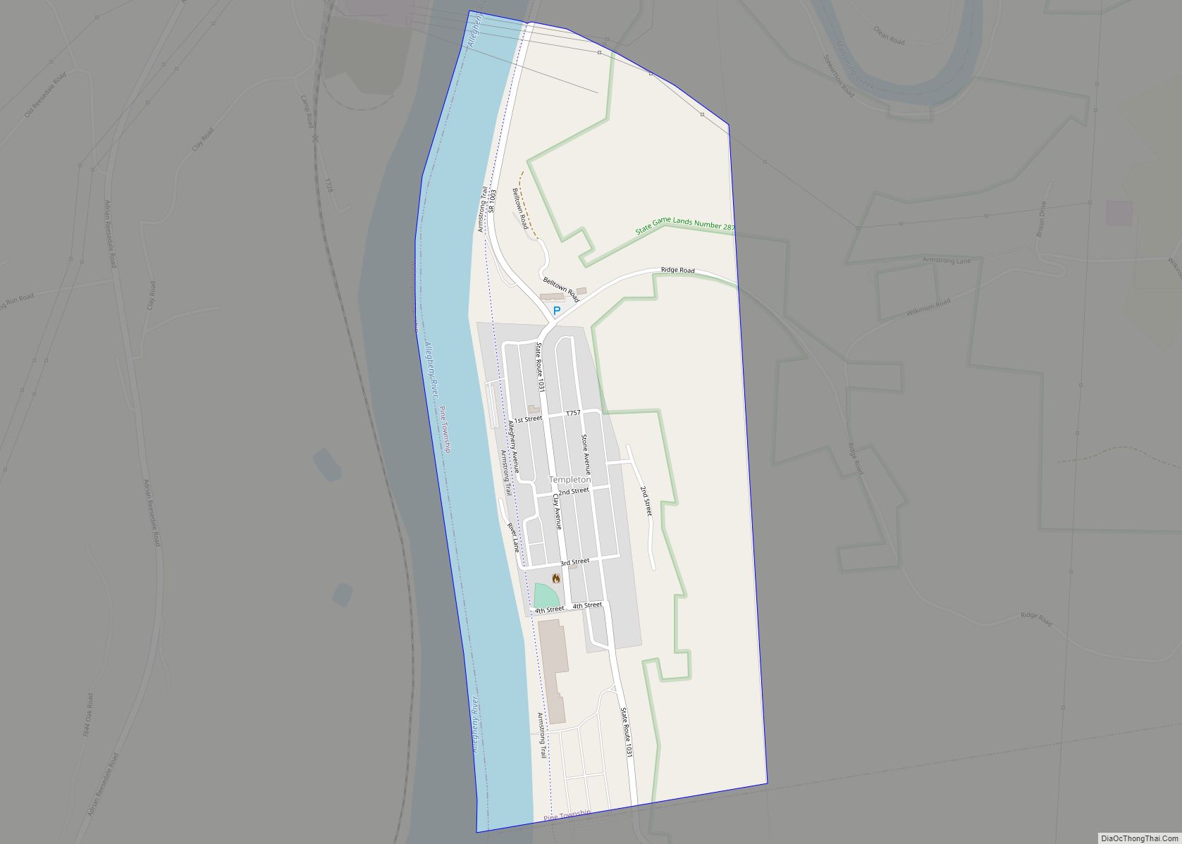 Map of Templeton CDP, Pennsylvania