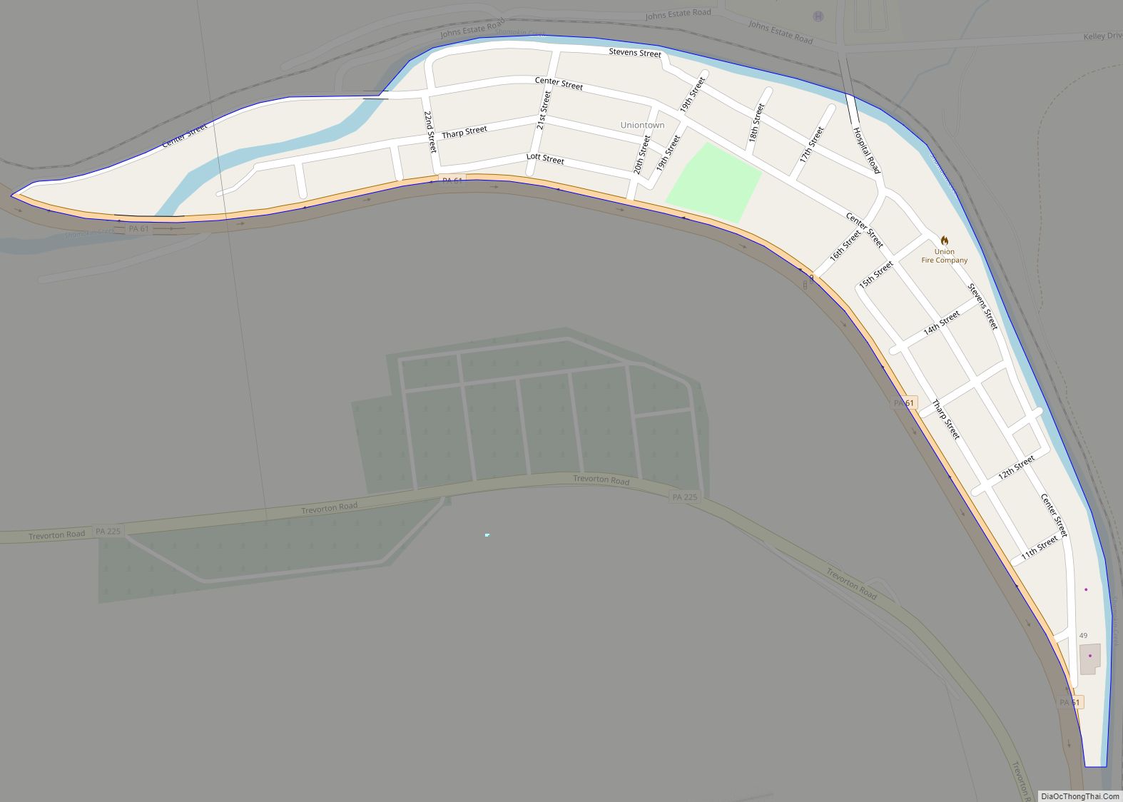 Map of Tharptown (Uniontown) CDP