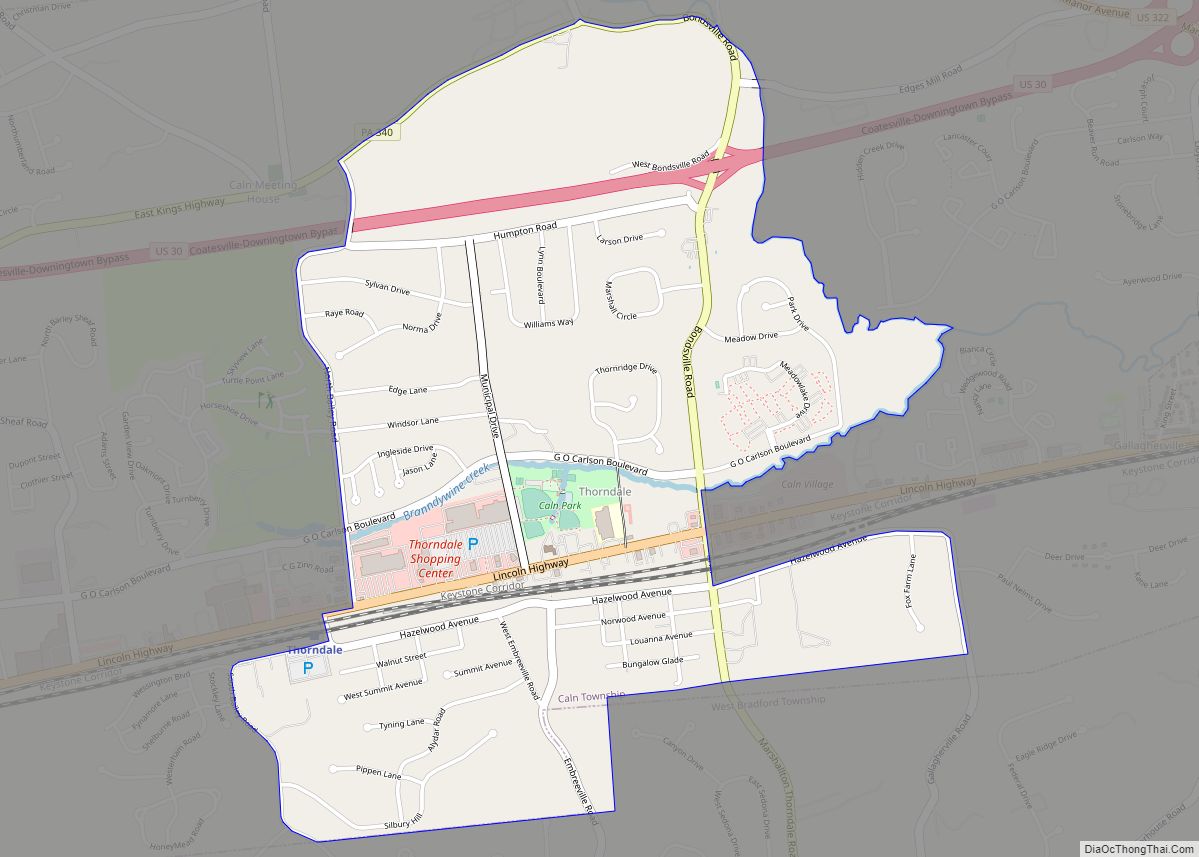 Map of Thorndale CDP, Pennsylvania