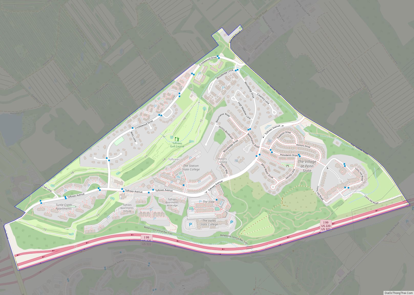 Map of Toftrees CDP